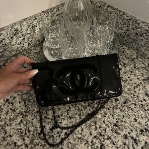🤩✨CHANEL clutch black makeup pouch crossbody shoulder bag